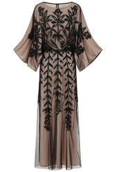 Elva Nude and Black Sequin Maxi Dress
